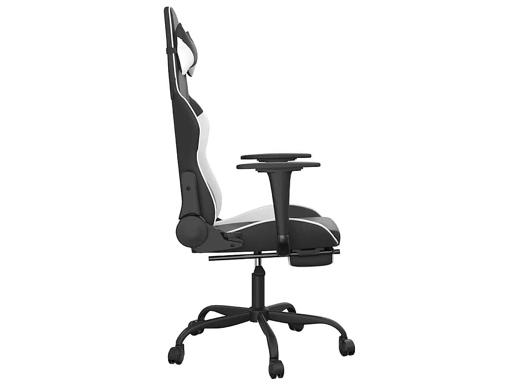 Gaming-Stuhl mit Massage & Fußstütze Schwarz & Weiß Kunstleder