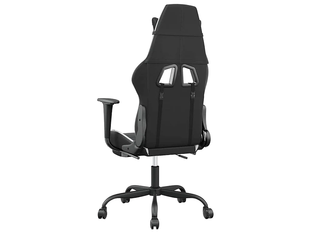 Gaming-Stuhl mit Massage & Fußstütze Schwarz & Weiß Kunstleder