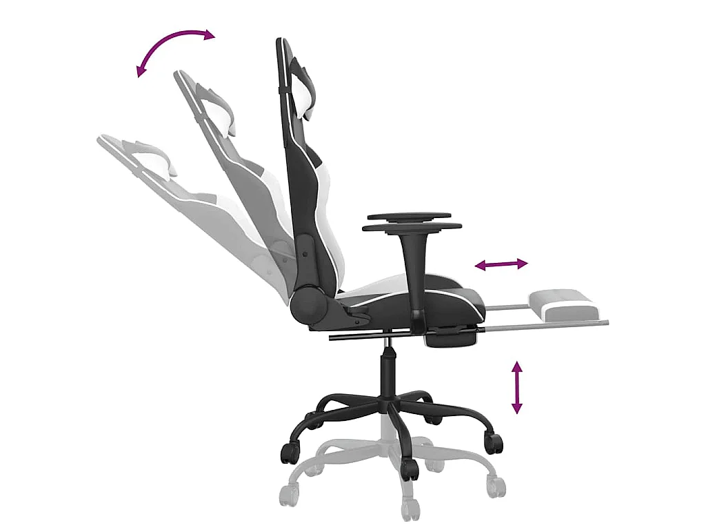 Gaming-Stuhl mit Massage & Fußstütze Schwarz & Weiß Kunstleder