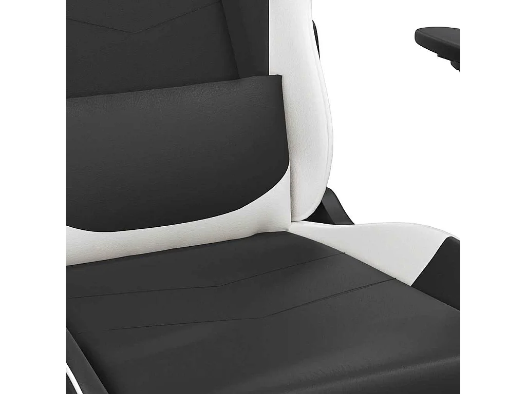 Gaming-Stuhl mit Massage & Fußstütze Schwarz & Weiß Kunstleder