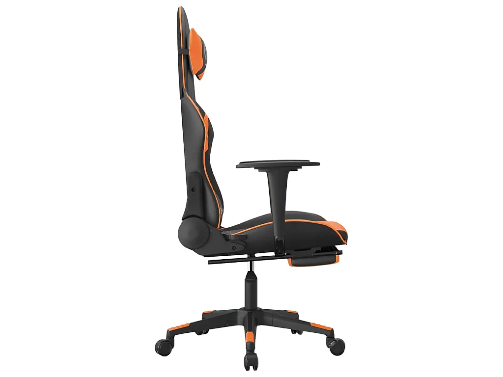 Sedia Gaming Massaggio Poggiapiedi Nero e Arancione Similpelle