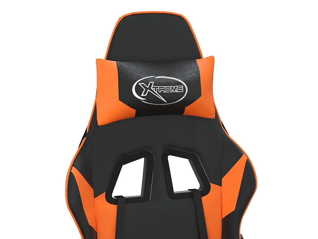 Sedia Gaming Massaggio Poggiapiedi Nero e Arancione Similpelle