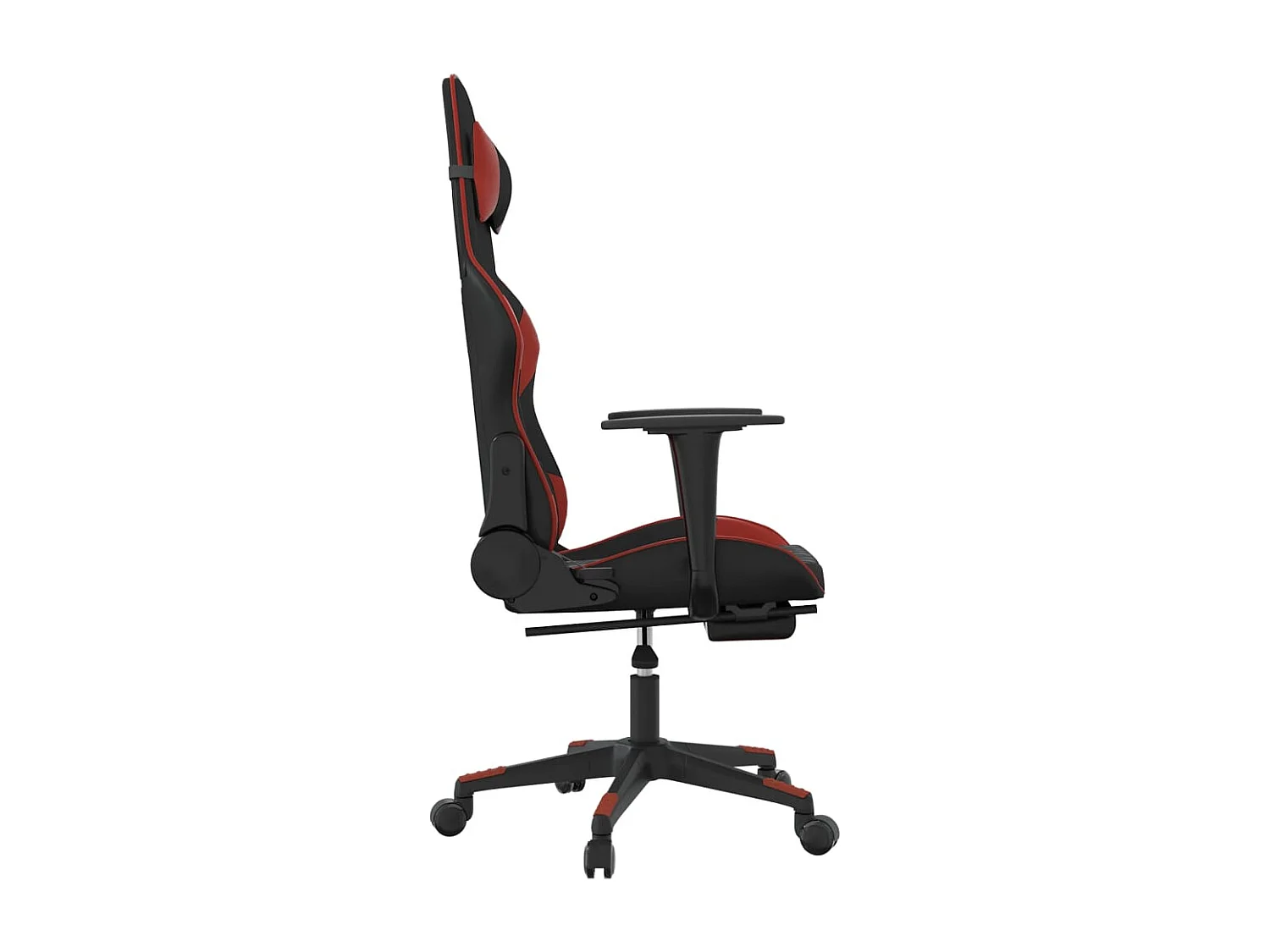 Silla gaming con reposapiés cuero sintético negro rojo tinto