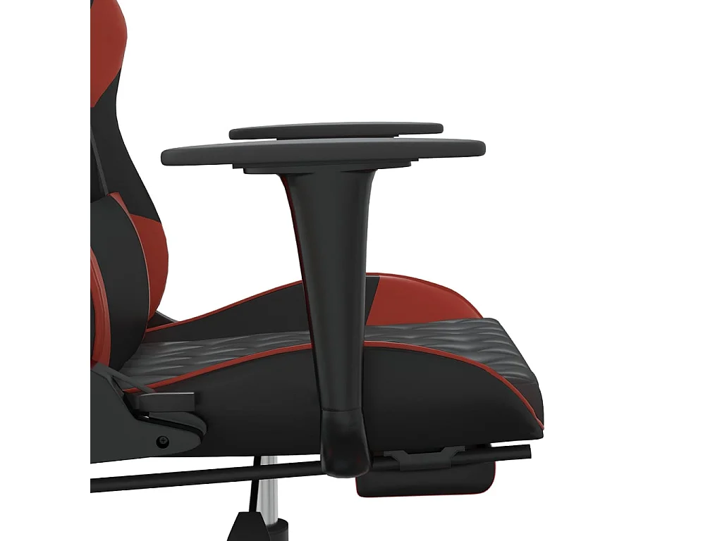 Silla gaming con reposapiés cuero sintético negro rojo tinto
