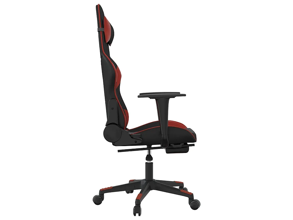 Sedia da Gaming con Poggiapiedi Nero e Rosso Vino in Similpelle