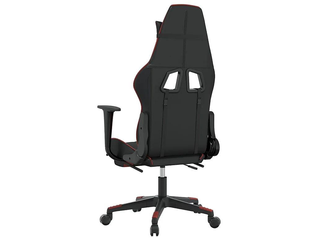Sedia da Gaming con Poggiapiedi Nero e Rosso Vino in Similpelle