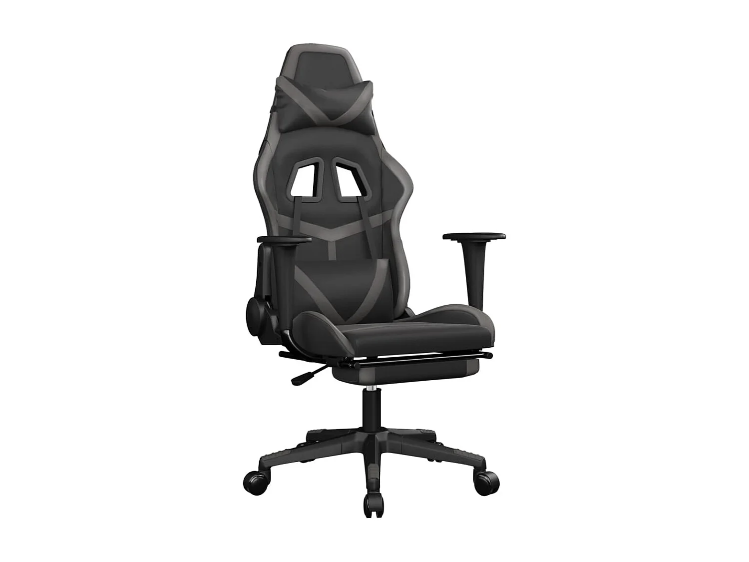 Chaise de jeu avec repose-pied Noir et gris Similicuir