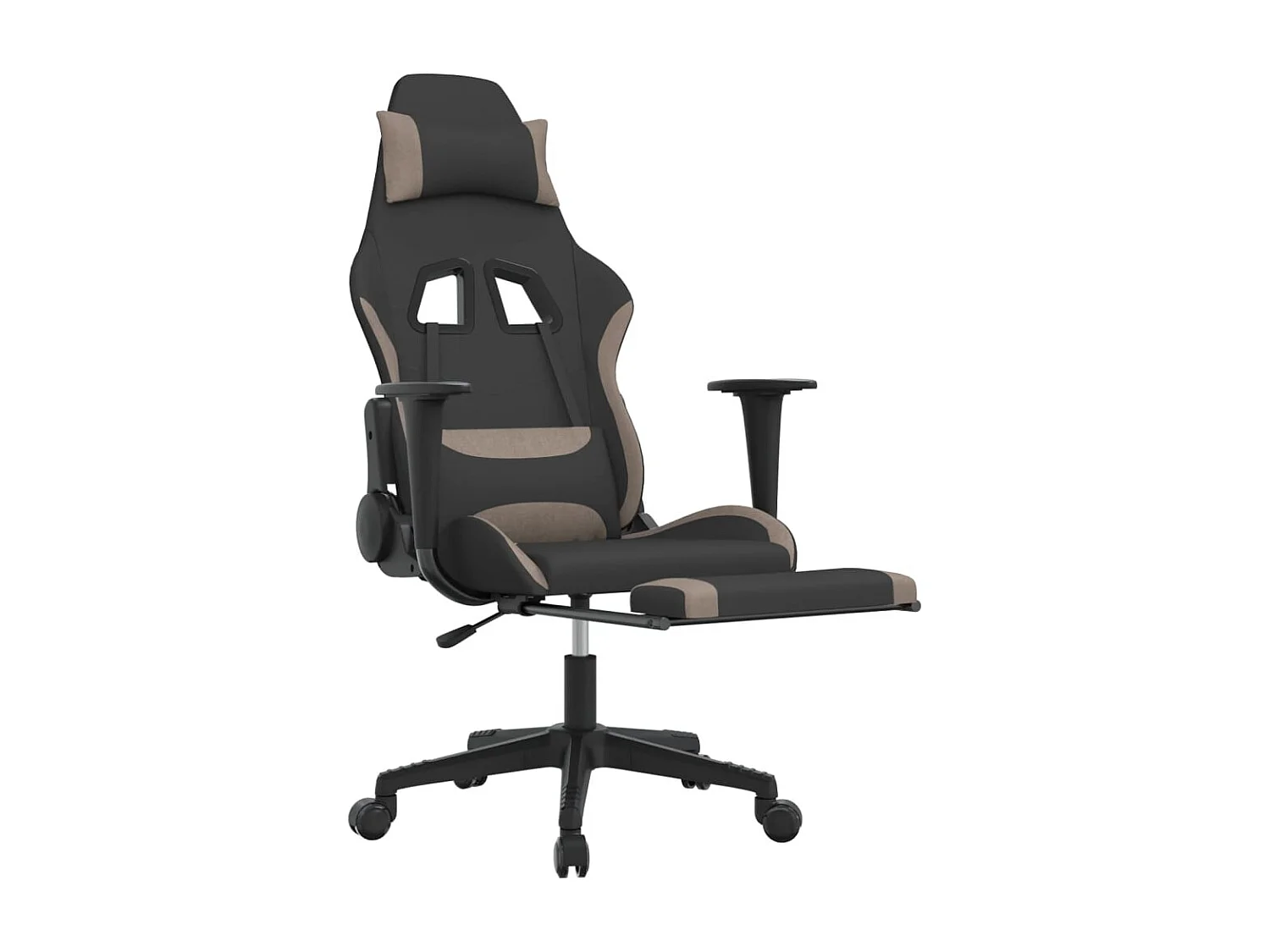 Chaise de jeu avec repose-pied Noir et taupe Tissu