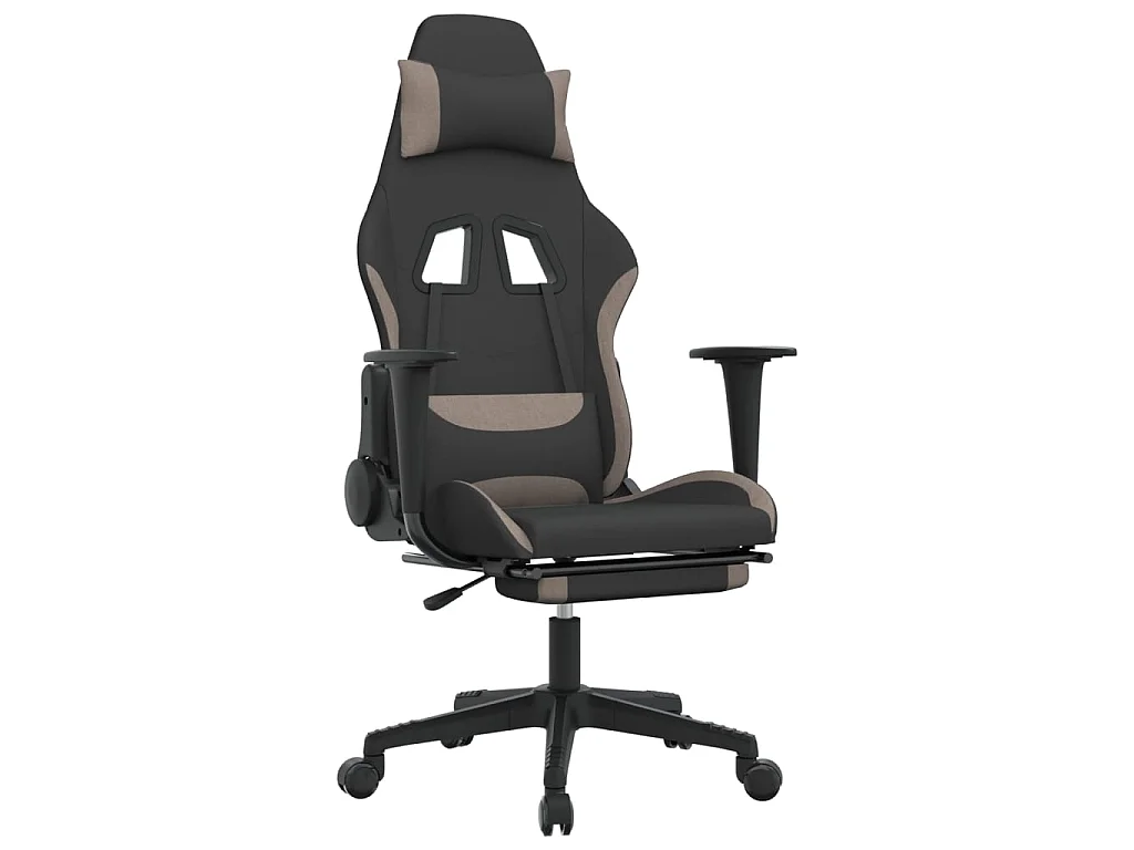Gaming-Stuhl mit Fußstütze Schwarz und Taupe Stoff