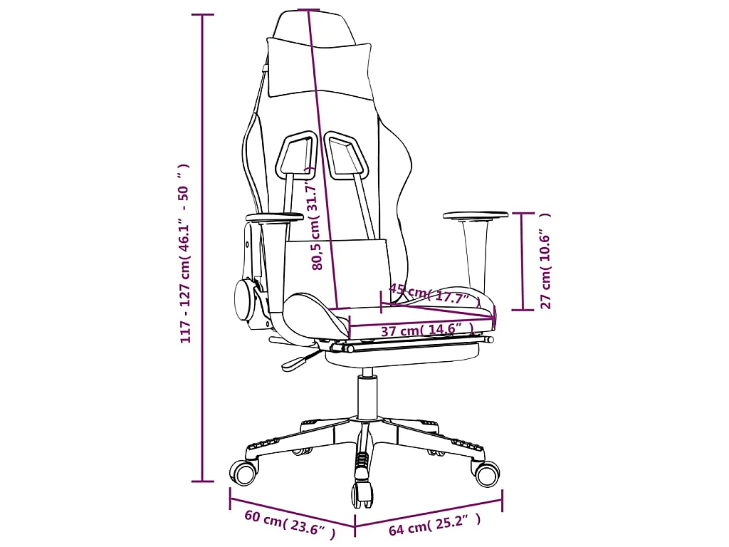 Gaming-Stuhl mit Fußstütze Schwarz und Taupe Stoff