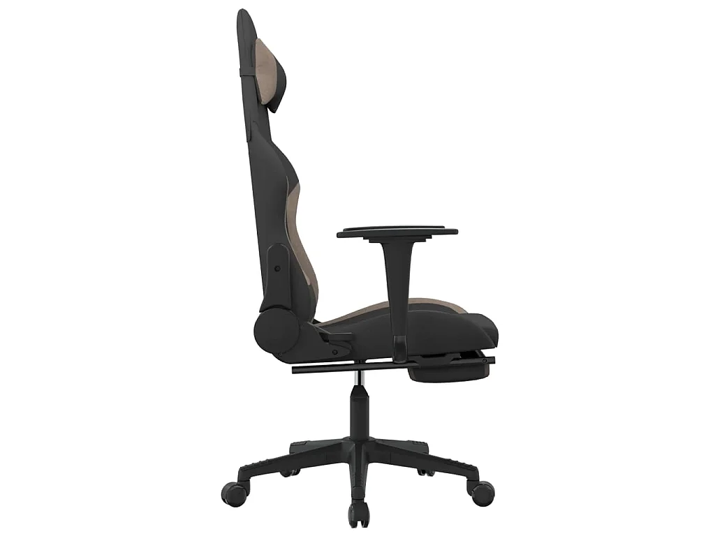 Gaming-Stuhl mit Fußstütze Schwarz und Taupe Stoff