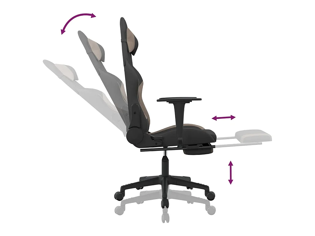 Gaming-Stuhl mit Fußstütze Schwarz und Taupe Stoff