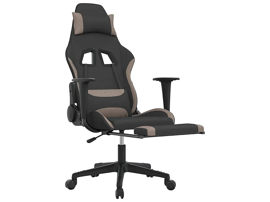 Chaise de jeu avec repose-pied Noir et taupe Tissu