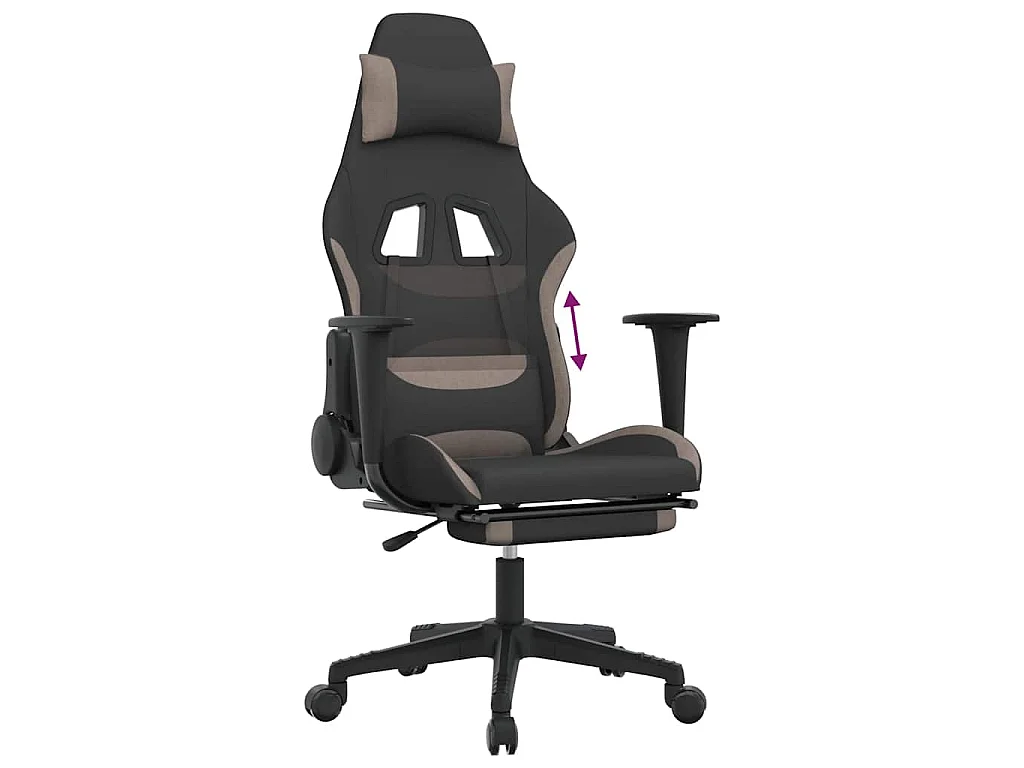 Chaise de jeu avec repose-pied Noir et taupe Tissu
