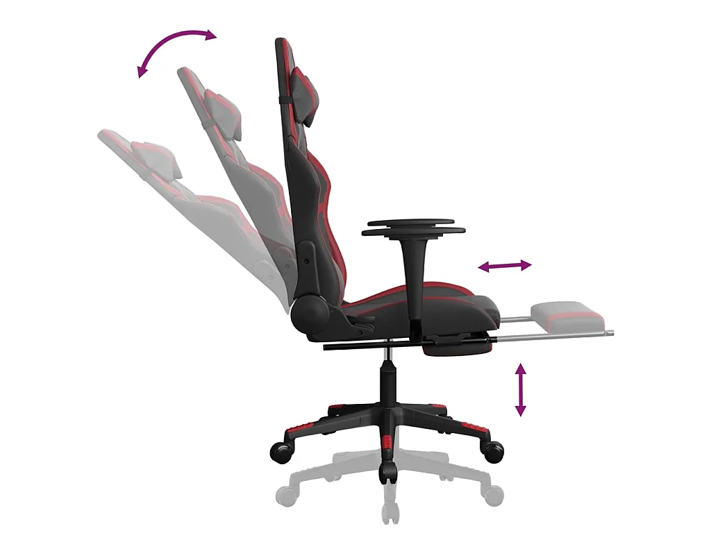 Gaming-Stuhl mit Fußstütze Schwarz und Weinrot Kunstleder