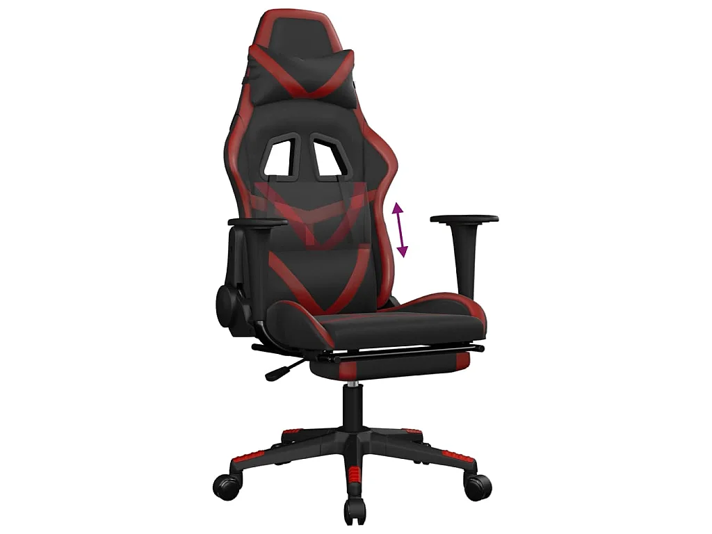 Gaming-Stuhl mit Fußstütze Schwarz und Weinrot Kunstleder