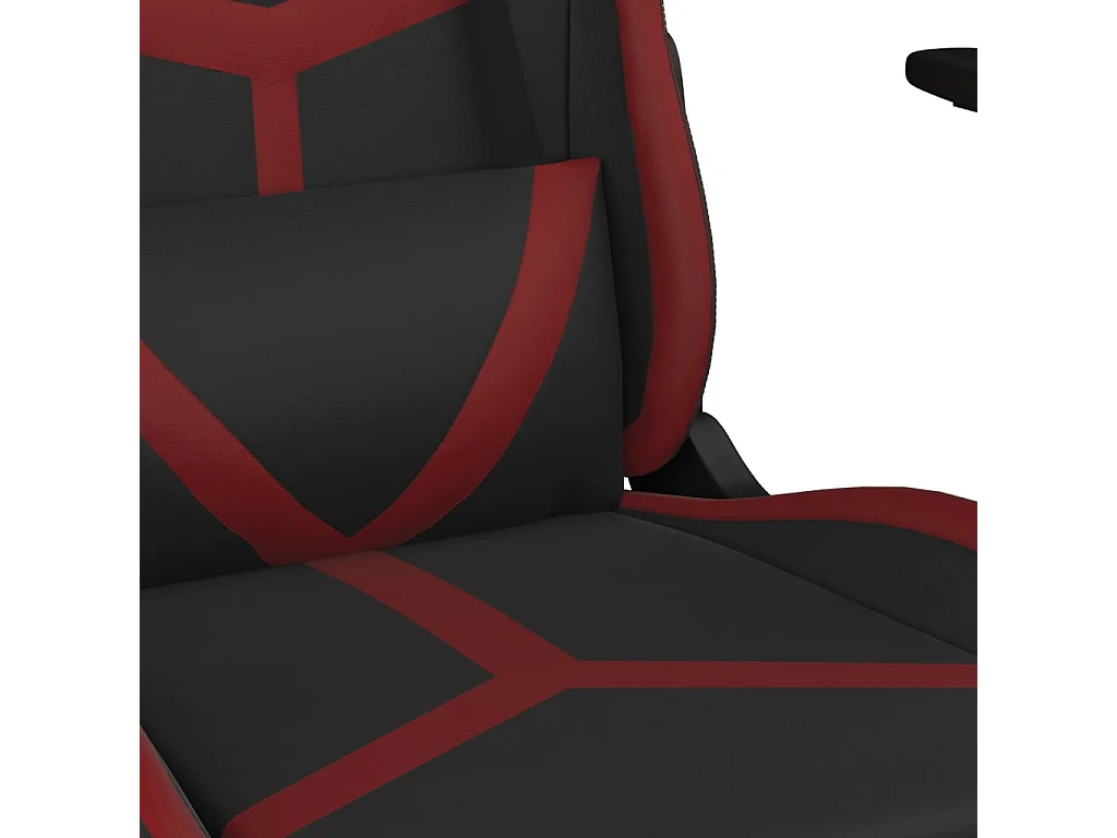 Gaming-Stuhl mit Fußstütze Schwarz und Weinrot Kunstleder