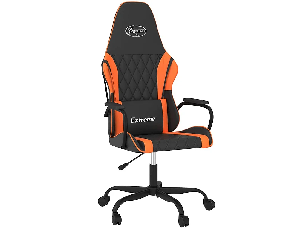 Silla gaming de masaje cuero sintético negro y naranja
