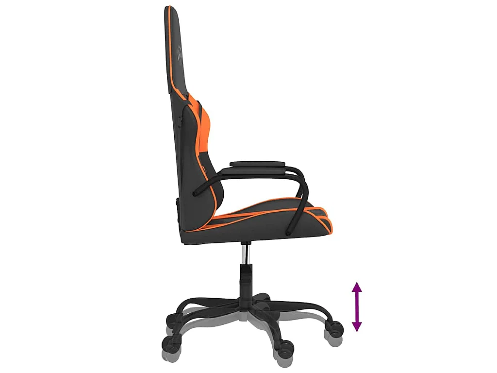 Silla gaming de masaje cuero sintético negro y naranja
