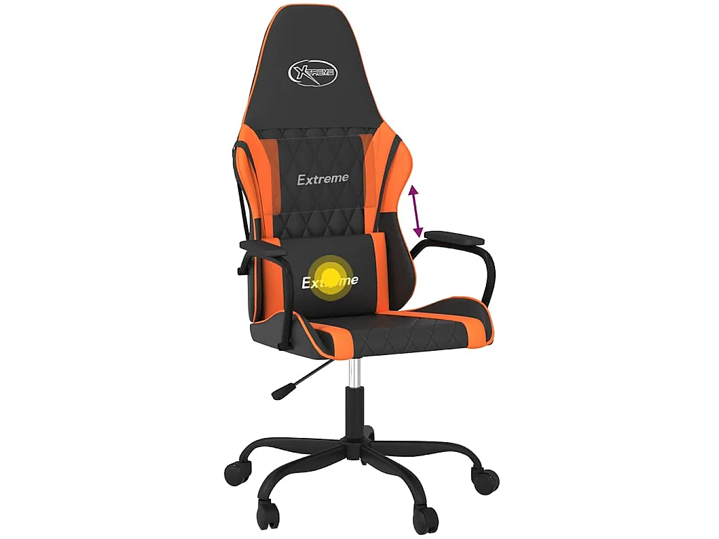 Silla gaming de masaje cuero sintético negro y naranja