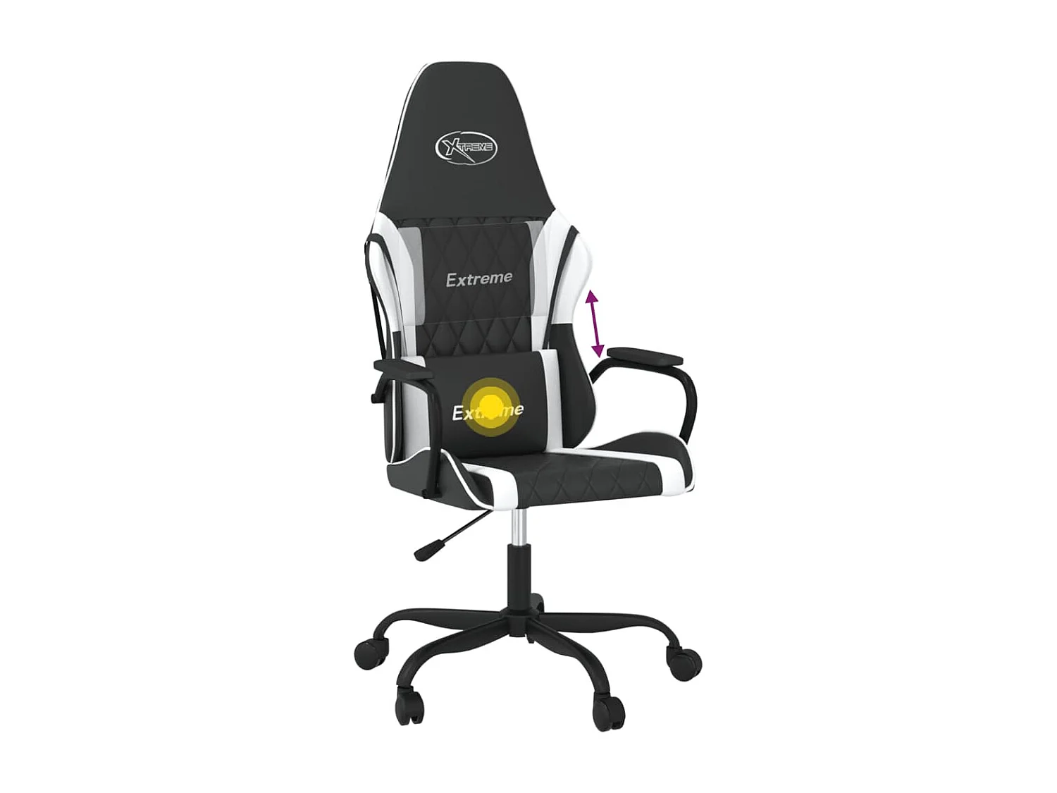 Sedia da Gaming Massaggiante Nera e Bianca in Similpelle