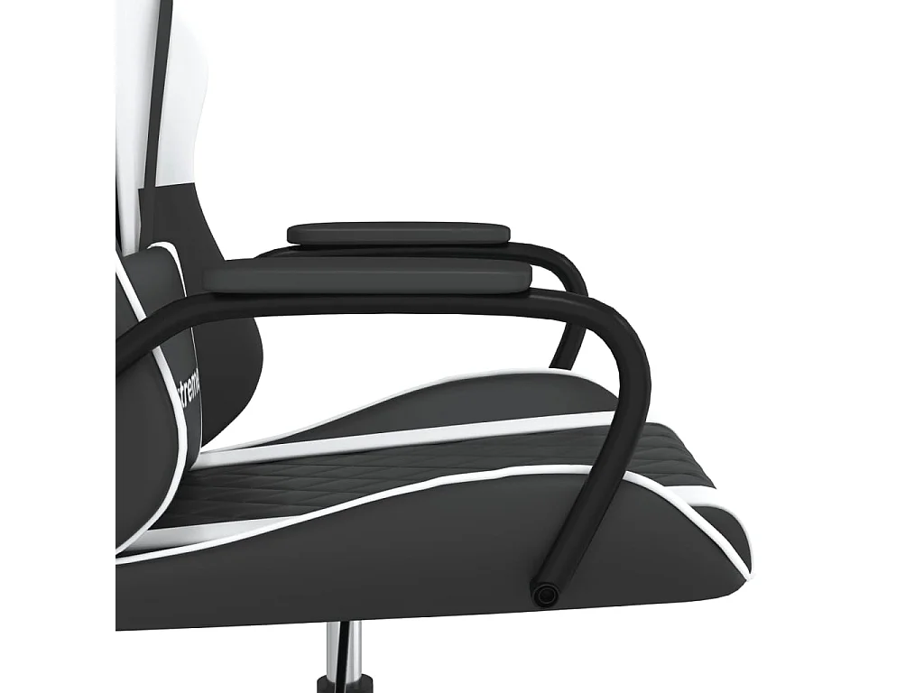 Sedia da Gaming Massaggiante Nera e Bianca in Similpelle