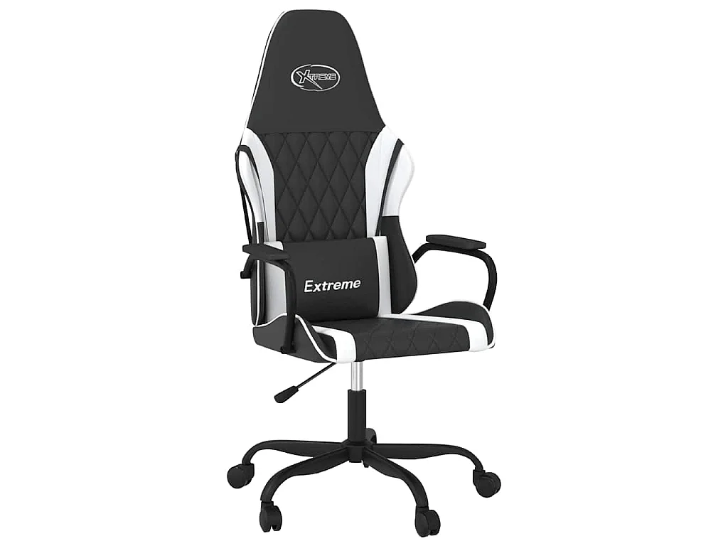 Sedia da Gaming Massaggiante Nera e Bianca in Similpelle