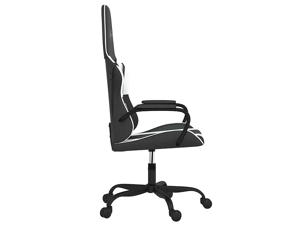 Sedia da Gaming Massaggiante Nera e Bianca in Similpelle