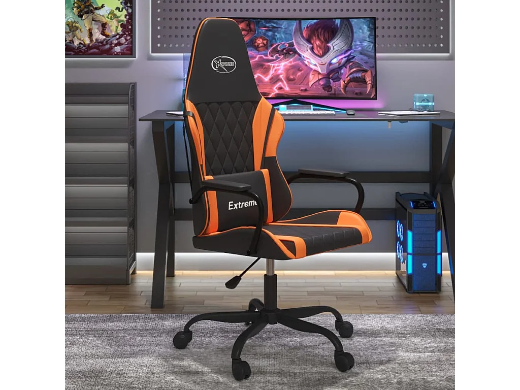 Silla gaming cuero sintético negro y naranja