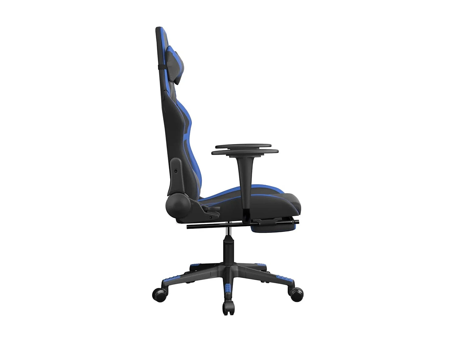 Chaise de jeu avec repose-pied Noir et bleu Similicuir