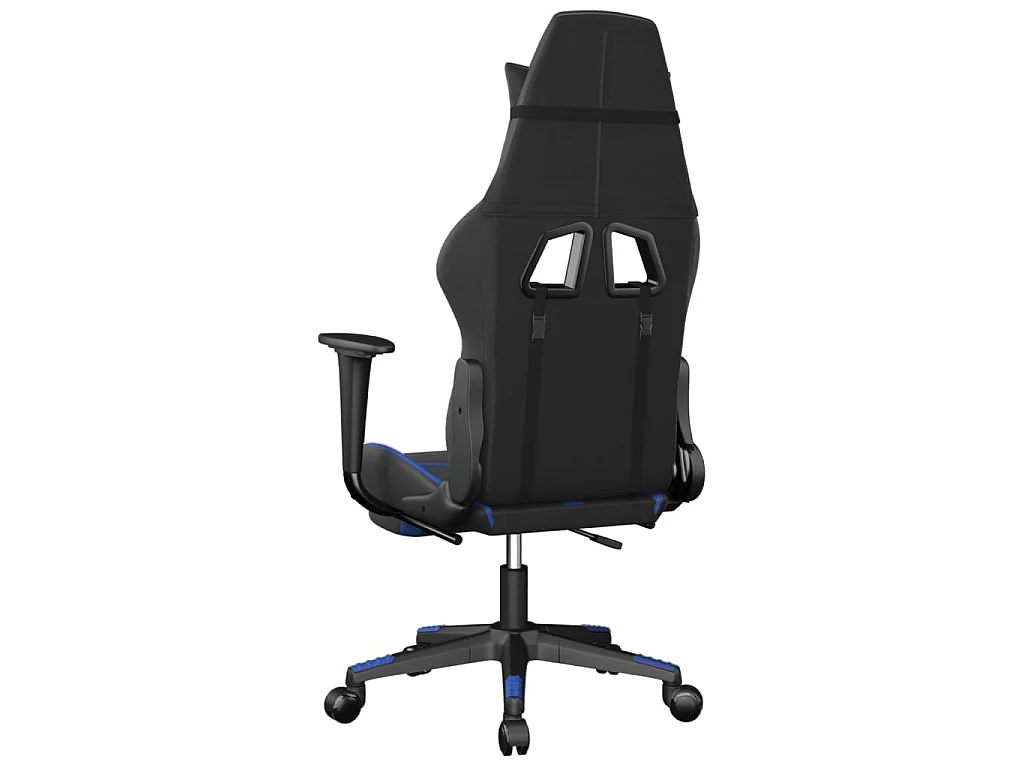 Chaise de jeu avec repose-pied Noir et bleu Similicuir
