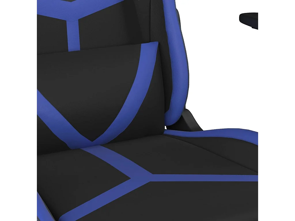 Chaise de jeu avec repose-pied Noir et bleu Similicuir