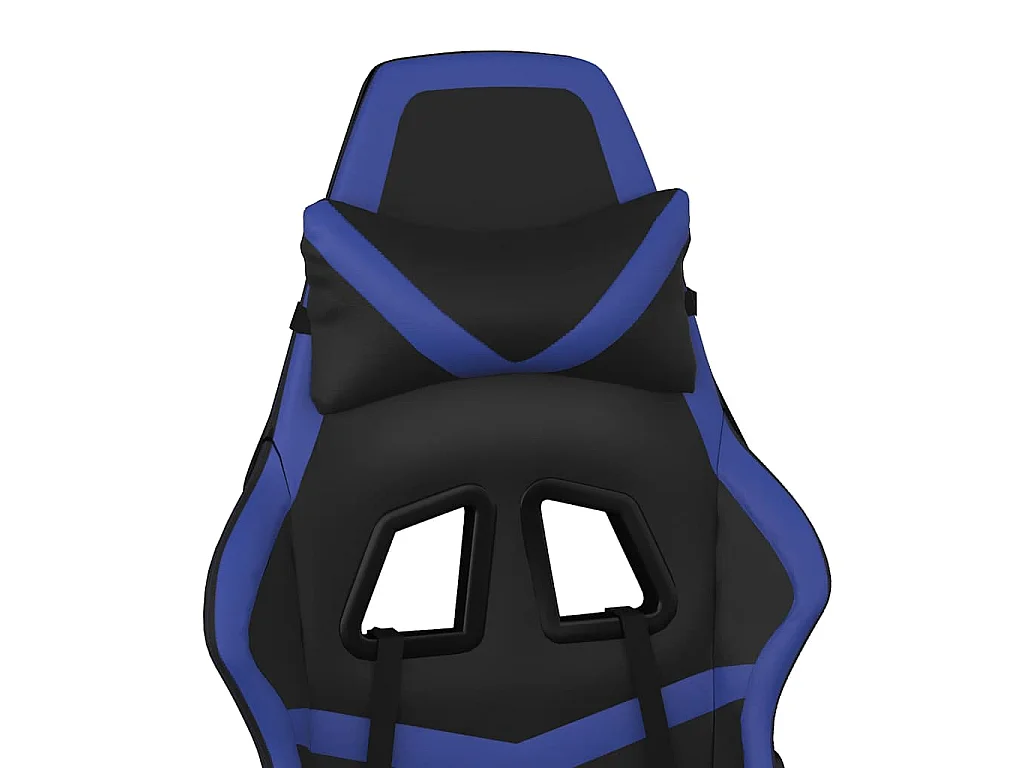 Gamestoel met voetensteun kunstleer zwart en blauw