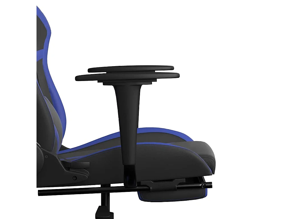 Gamestoel met voetensteun kunstleer zwart en blauw