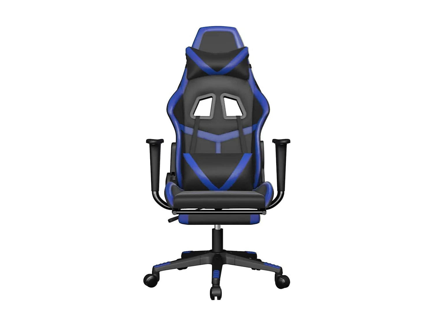 Chaise de jeu de massage et repose-pied Noir et bleu Similicuir