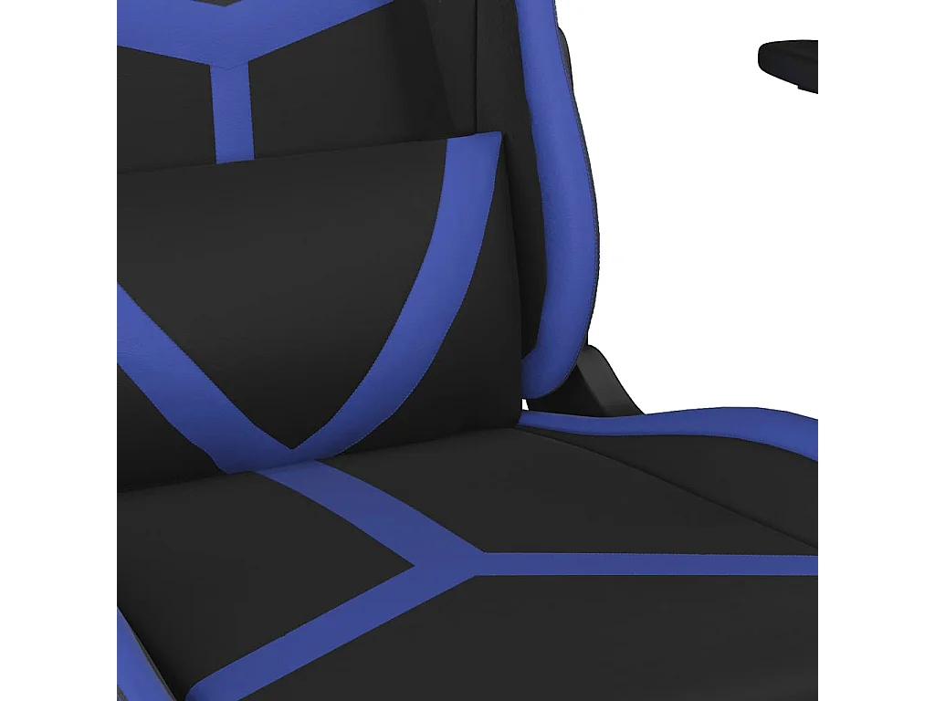 Chaise de jeu de massage et repose-pied Noir et bleu Similicuir