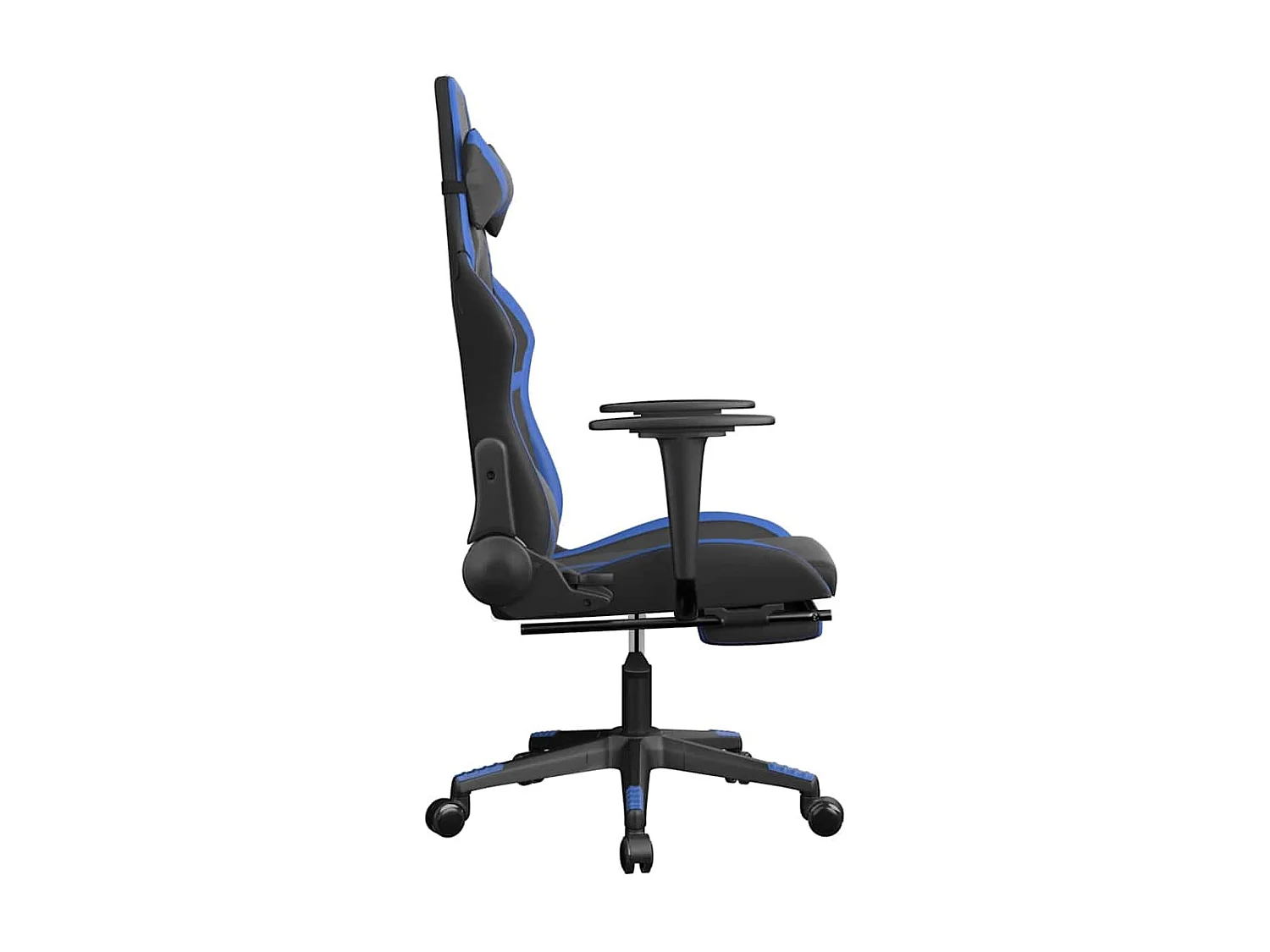Chaise de jeu de massage et repose-pied Noir et bleu Similicuir