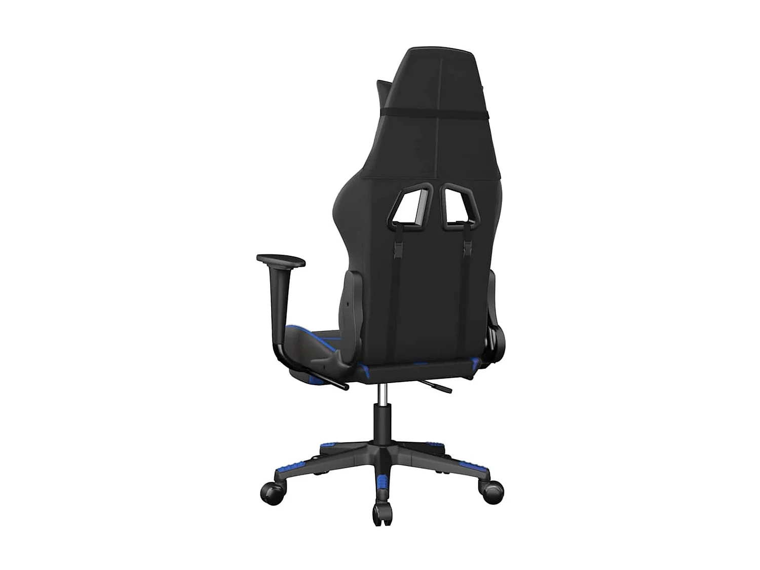 Chaise de jeu de massage et repose-pied Noir et bleu Similicuir