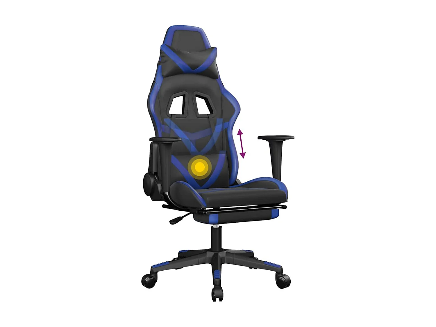 Chaise de jeu de massage et repose-pied Noir et bleu Similicuir