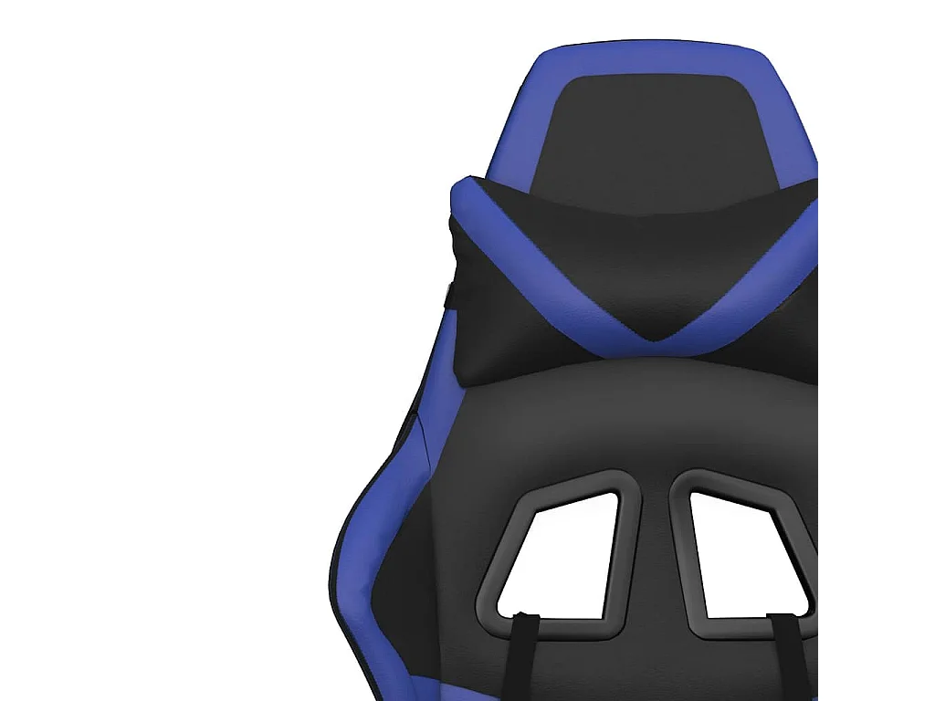 Massage gamestoel met voetensteun kunstleer zwart en blauw