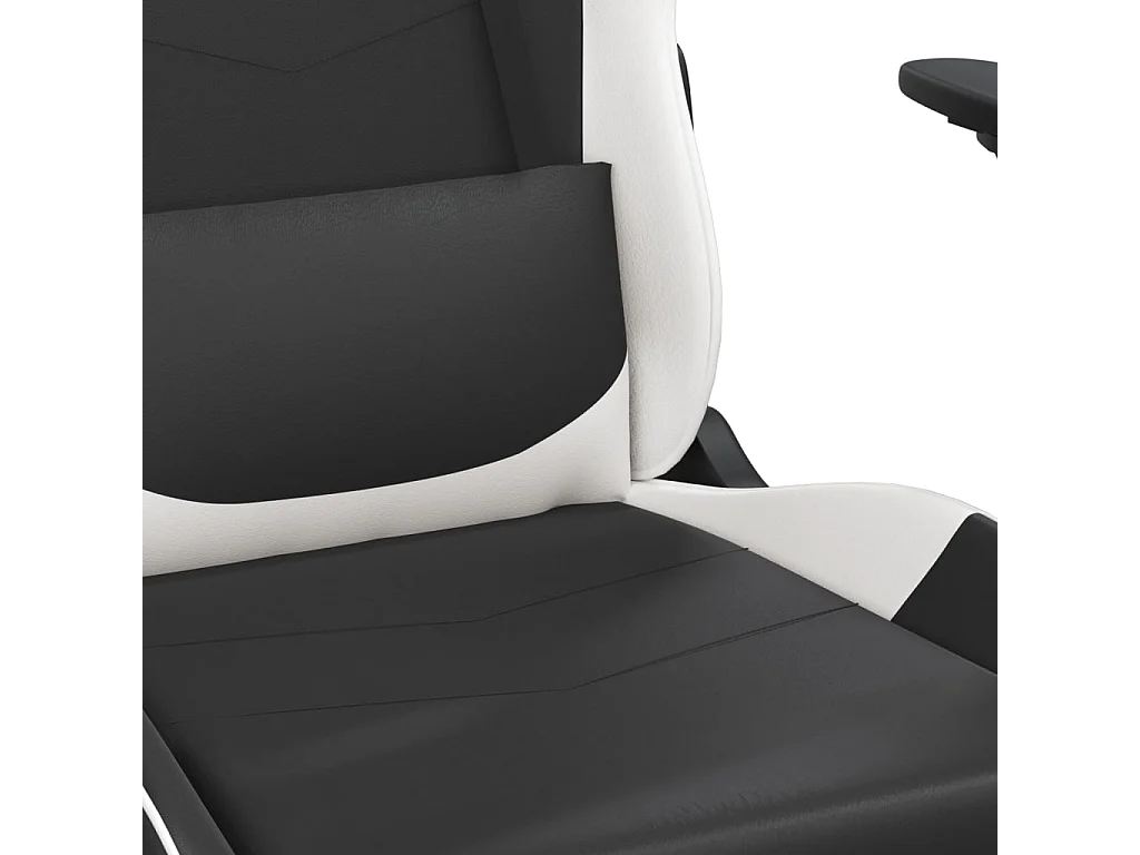 Sedia da Gaming con Poggiapiedi Nero e Bianco in Similpelle