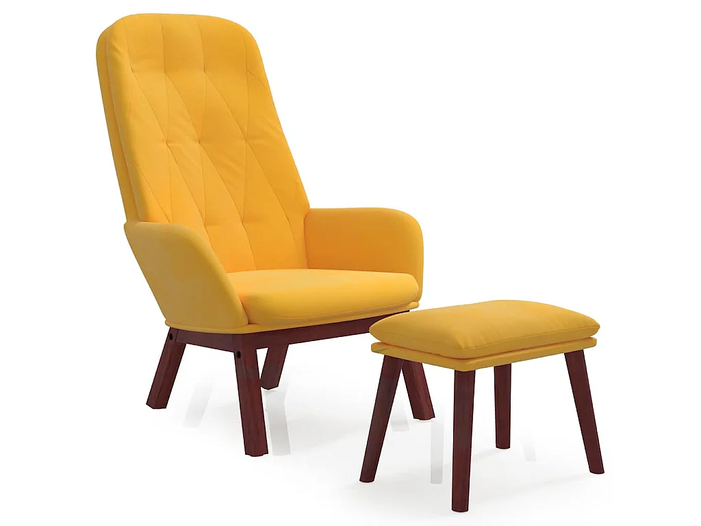 Chaise de relaxation avec repose-pied Jaune moutarde Velours