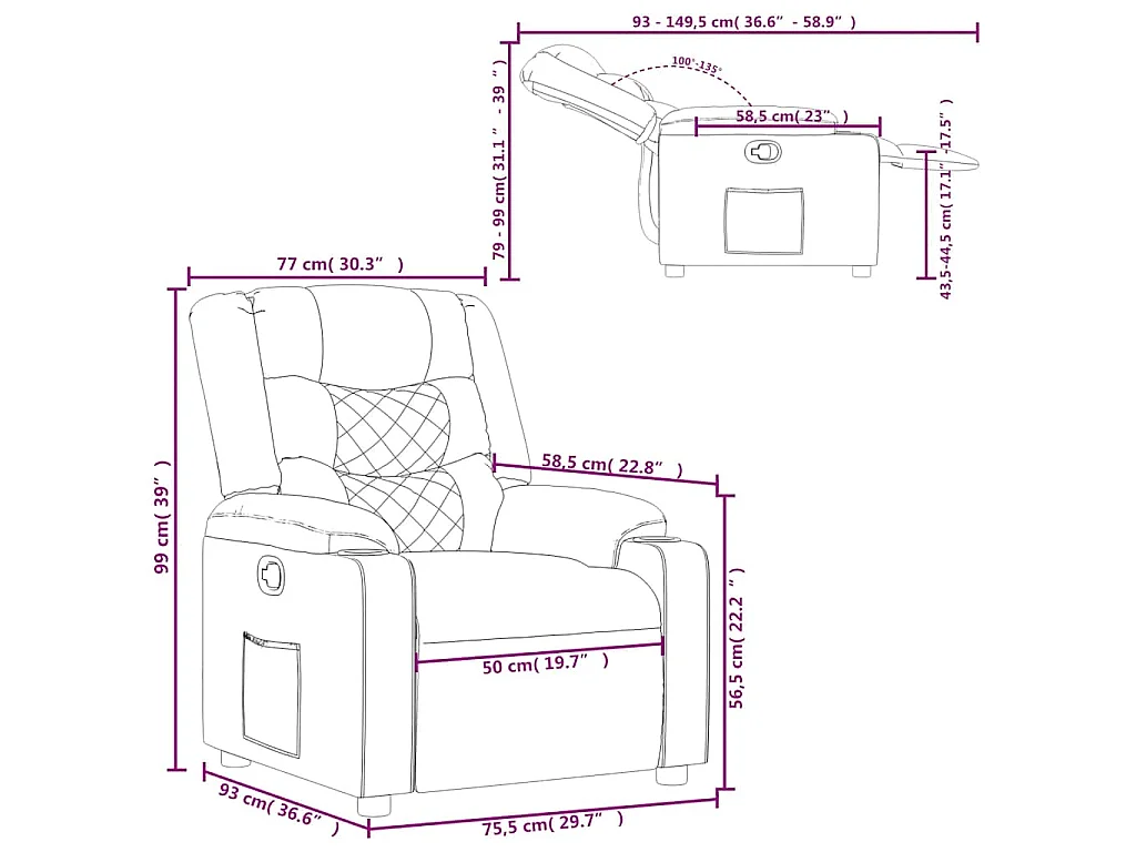 Fauteuil inclinable Noir Tissu