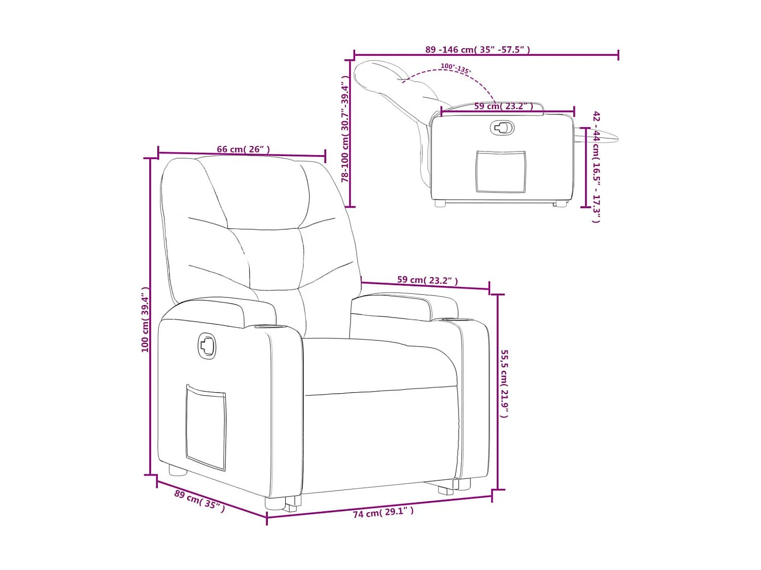 Sta-op-stoel kunstleer wijnrood