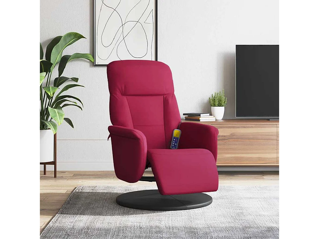 Fauteuil de massage inclinable avec repose-pied rouge bordeaux