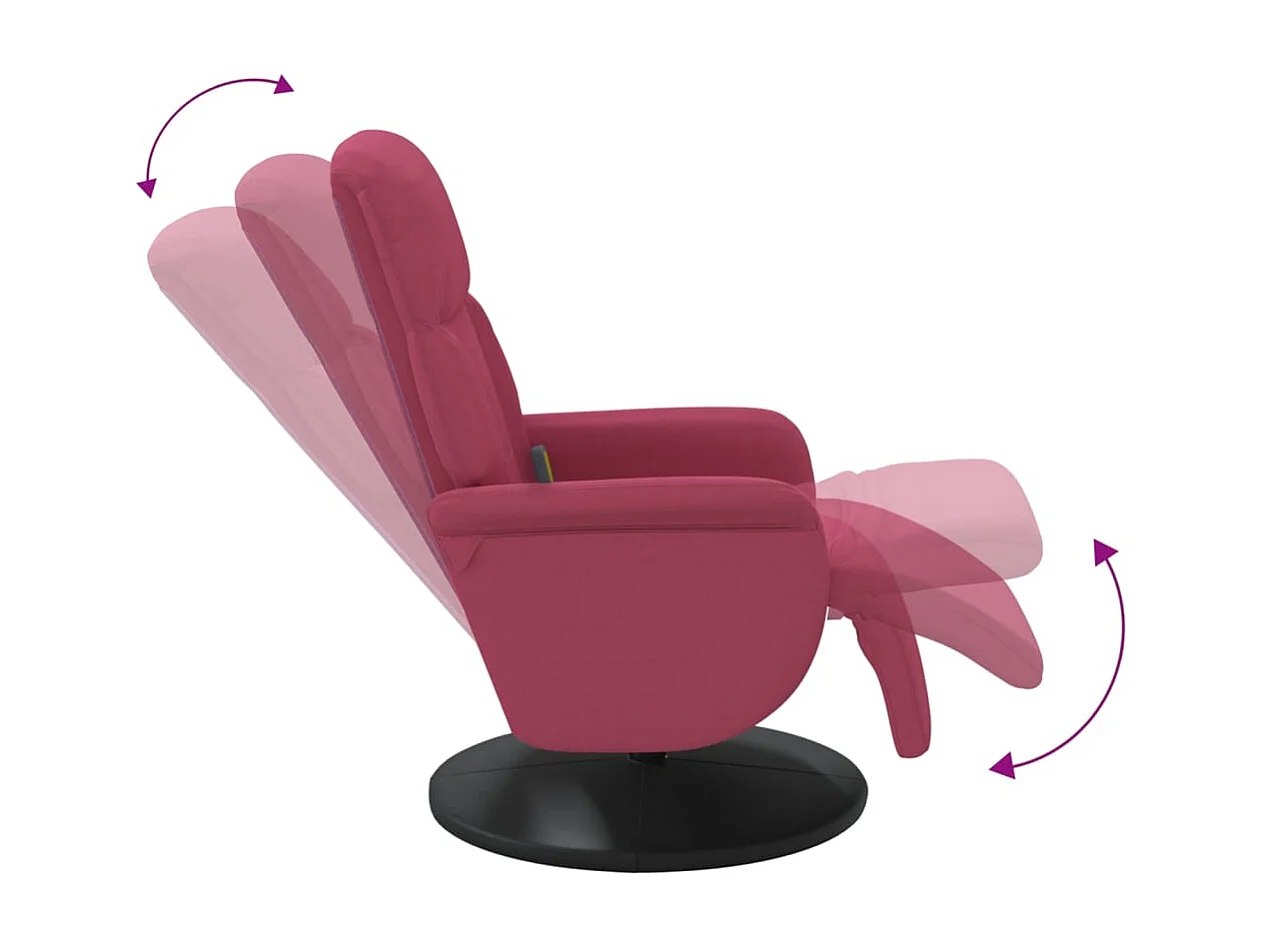 Fauteuil de massage inclinable avec repose-pied rouge bordeaux