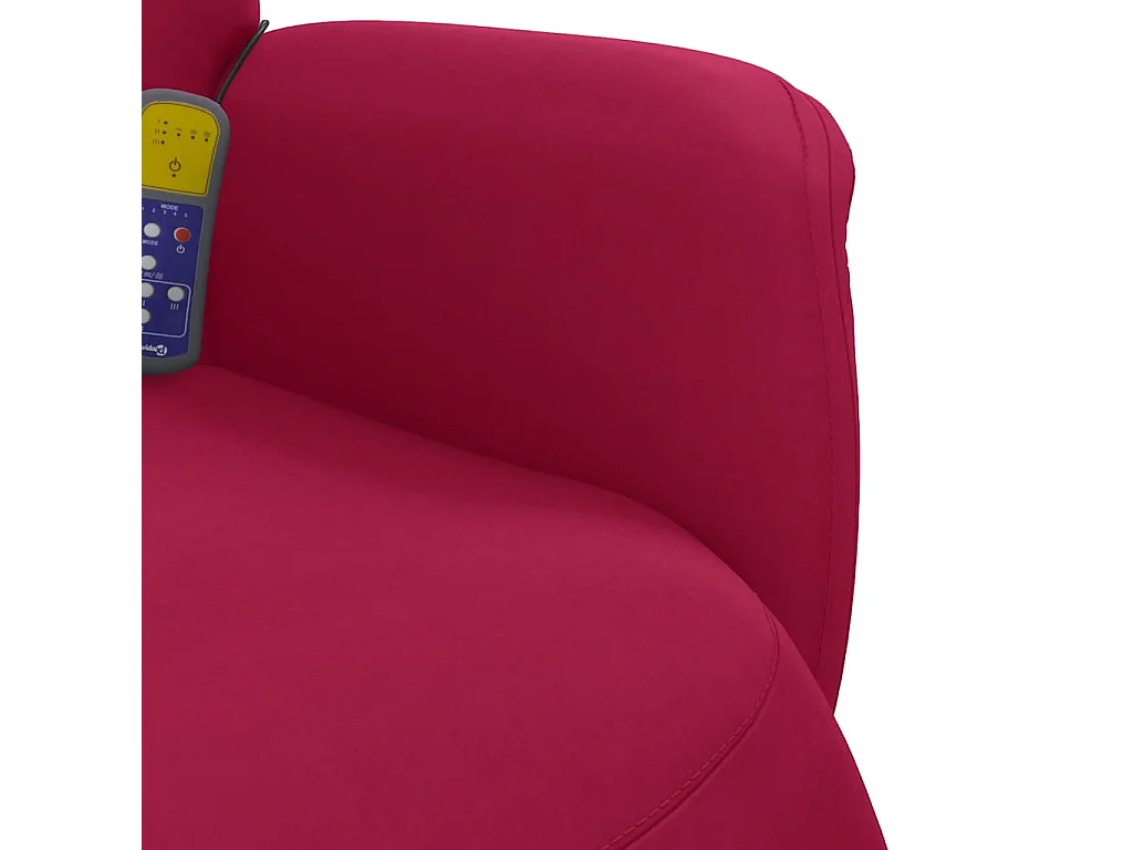 Poltrona Reclinante Massaggiante Poggiapiedi Rosso Vino Velluto