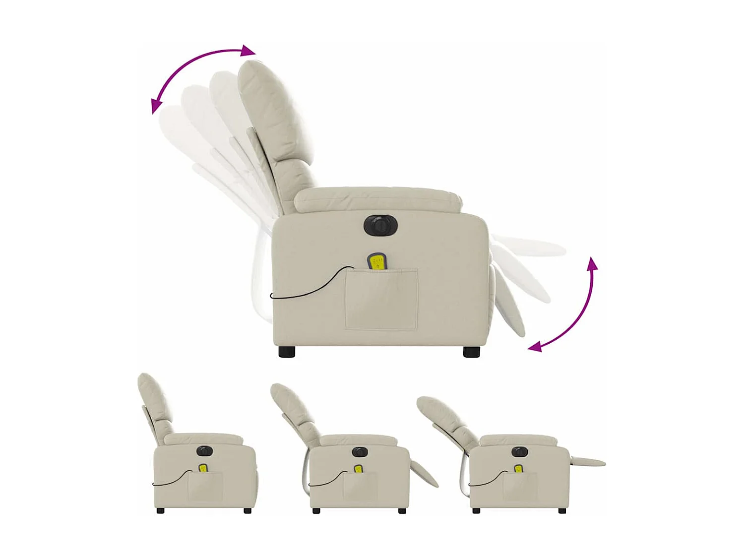 Fauteuil de massage inclinable électrique crème similicuir