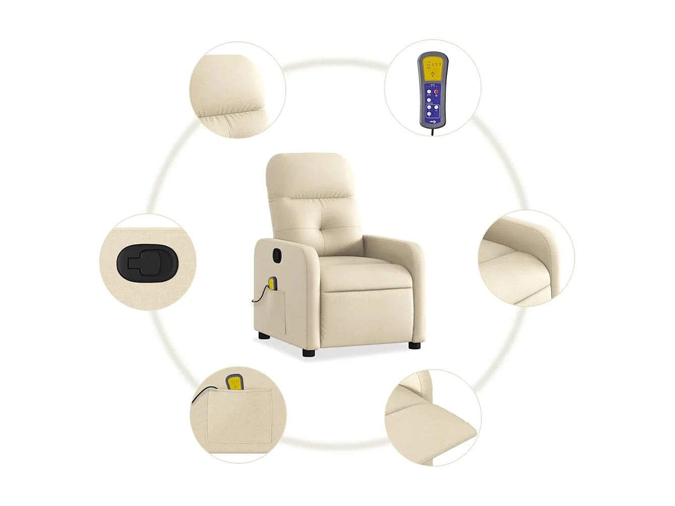 Massagesessel Creme Stoff