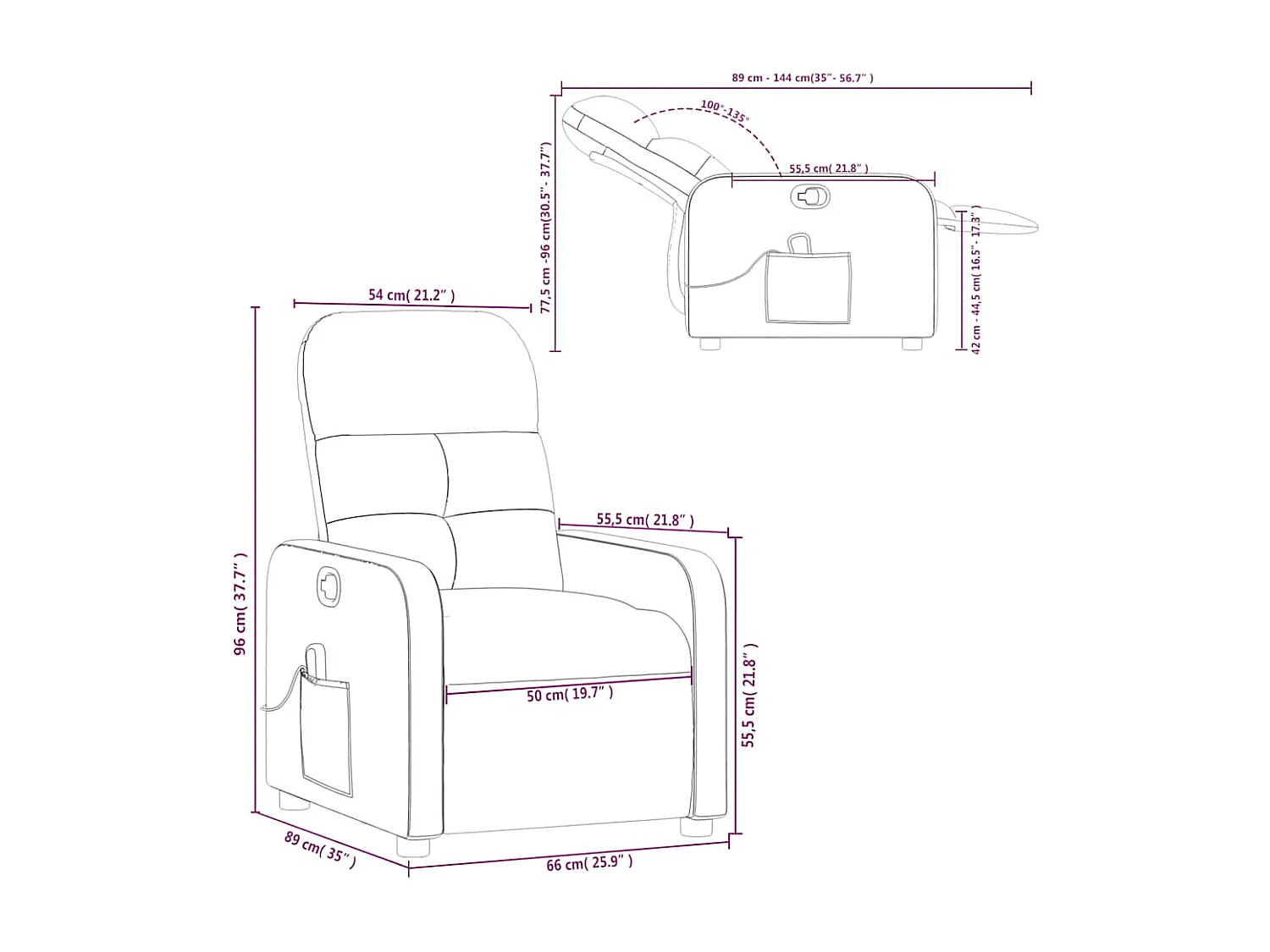 Massagesessel Creme Stoff